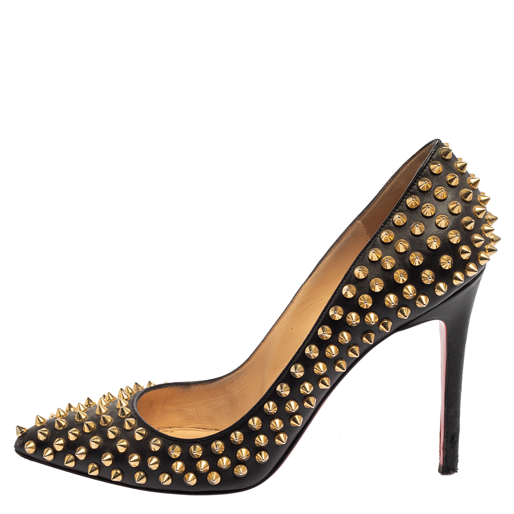 

Christian Louboutin Black Leather Pigalle Spikes Pumps Size