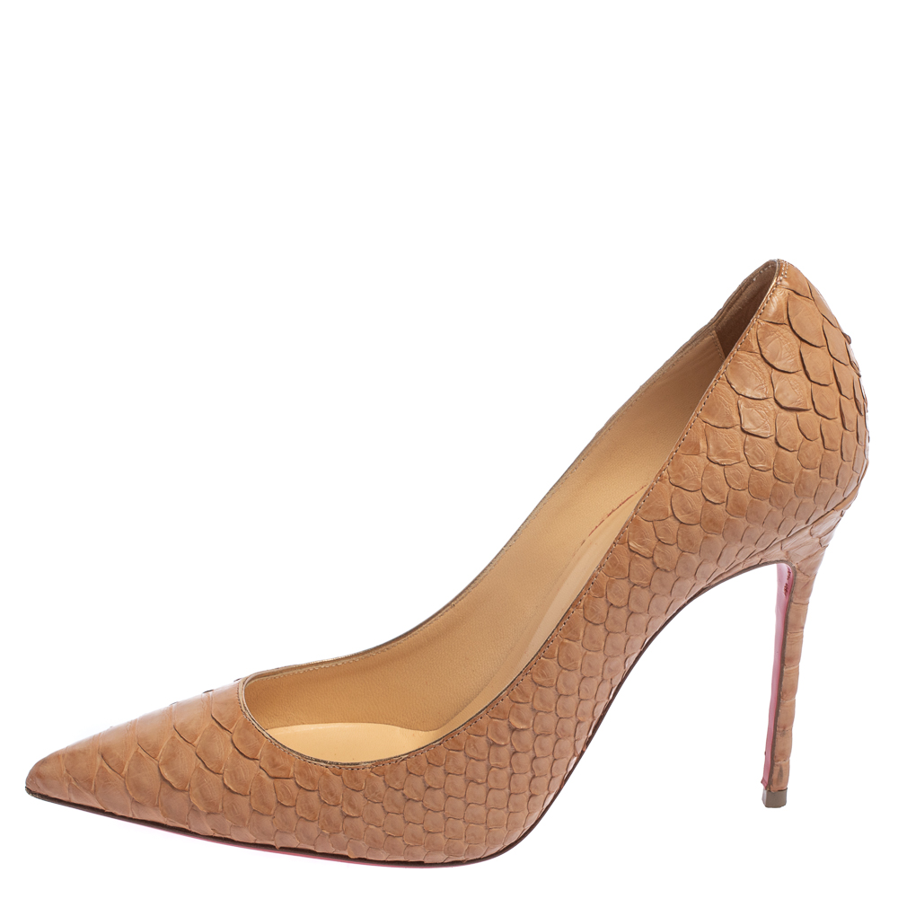 

Christian Louboutin Beige Python So Kate Pointed Toe Pumps Size