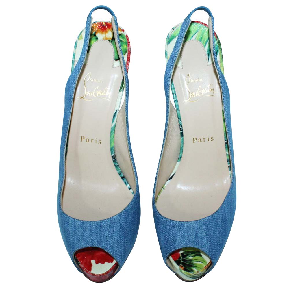 

Christian Louboutin Blue Denim Private Number Sandals Size