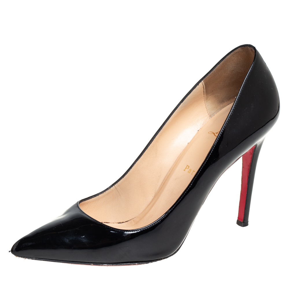 Pre-owned Christian Louboutin Black Patent Leather D'orsay Pumps Size 39.5