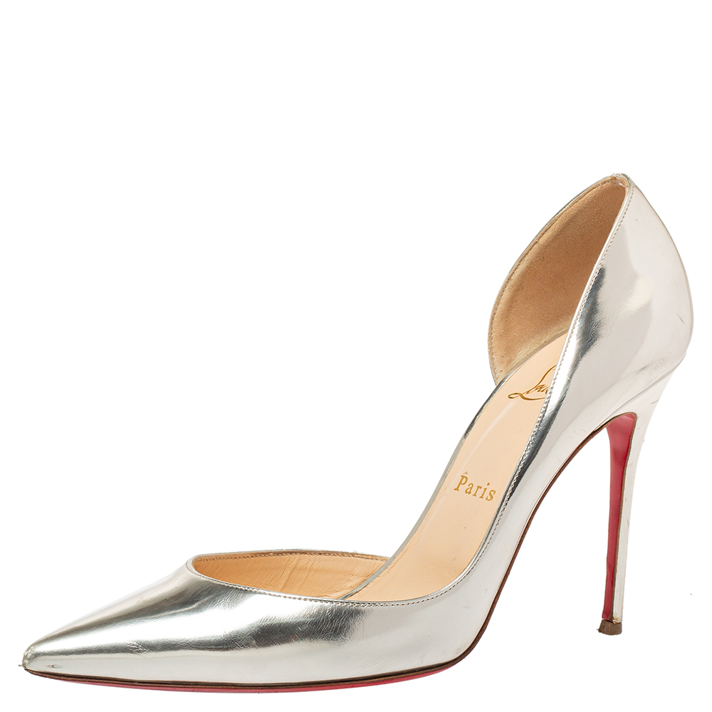 Pre-owned Christian Louboutin Gold Patent Leather D'orsay Pumps Size 39