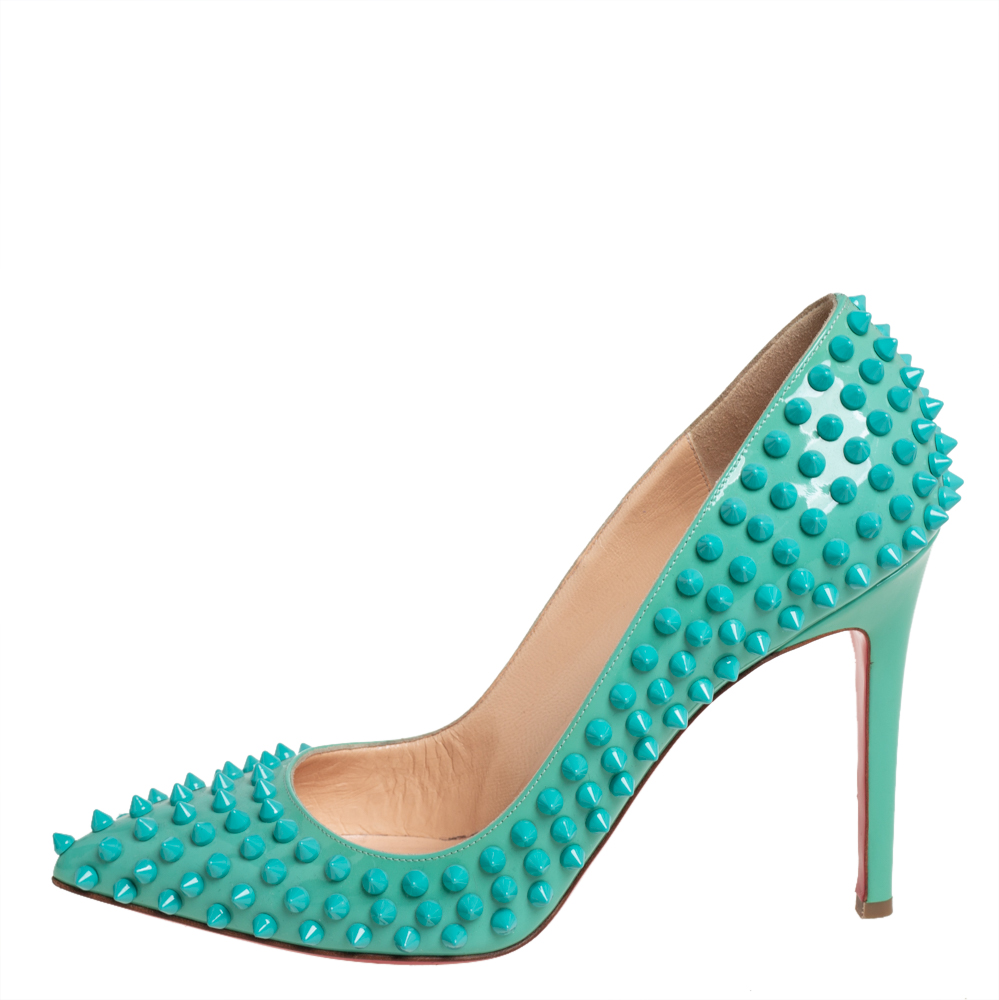 

Christian Louboutin Blue Patent Leather Pigalle Spikes Pumps Size