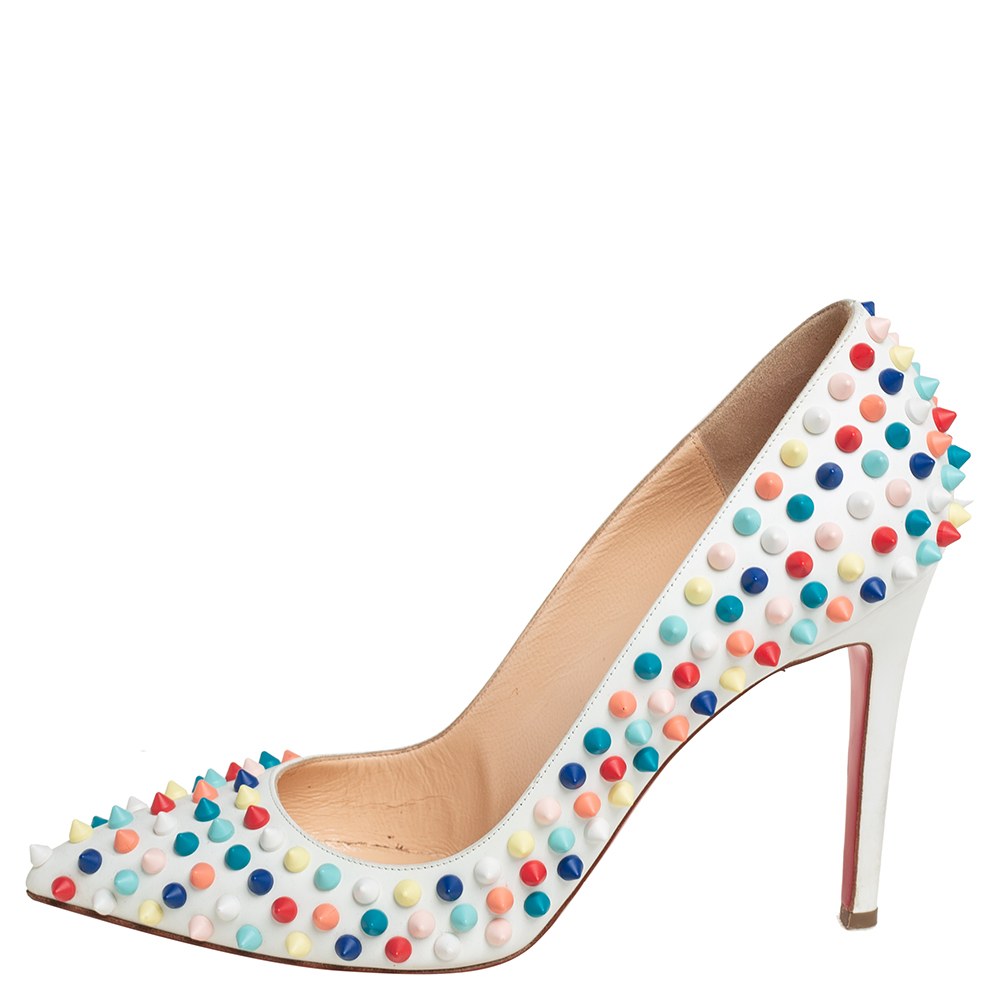

Christian Louboutin Multicolor Leather Pigalle Spike Pumps Size, White