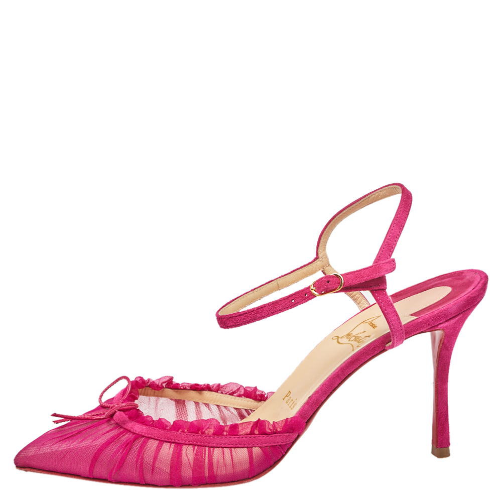 

Christian Louboutin Pink Fabric And Suede Travalata Sandals Size