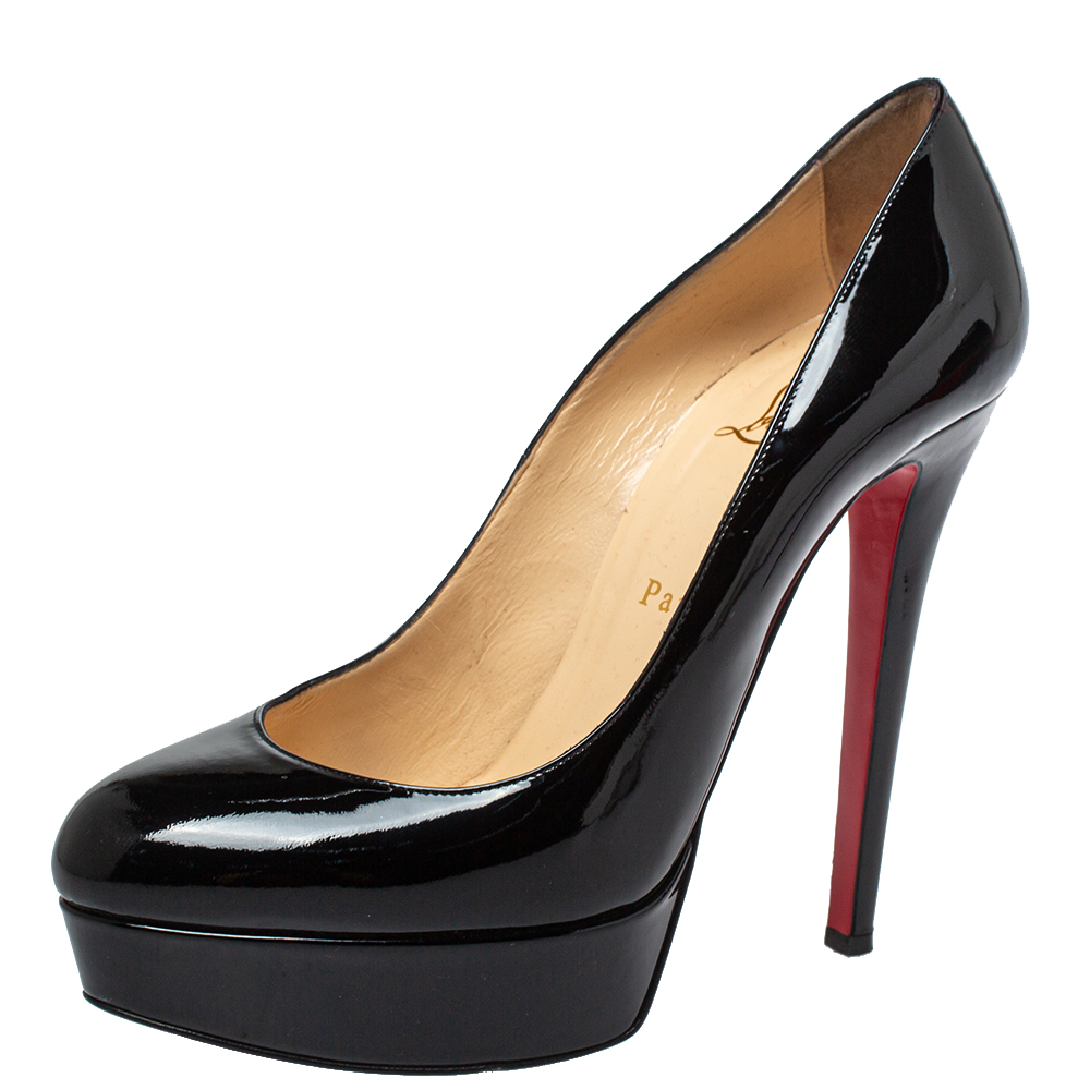 Pre-owned Christian Louboutin Black Patent Leather Bianca Pumps Size 38.5
