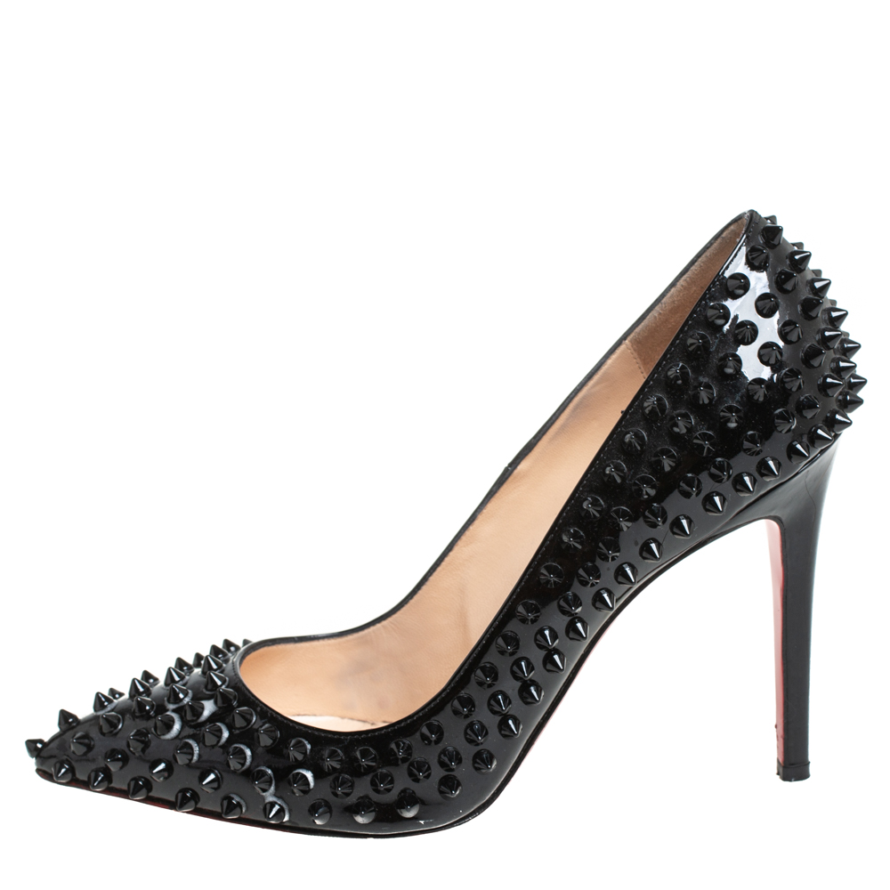 

Christian Louboutin Black Patent Leather Pigalle Spikes Pumps Size