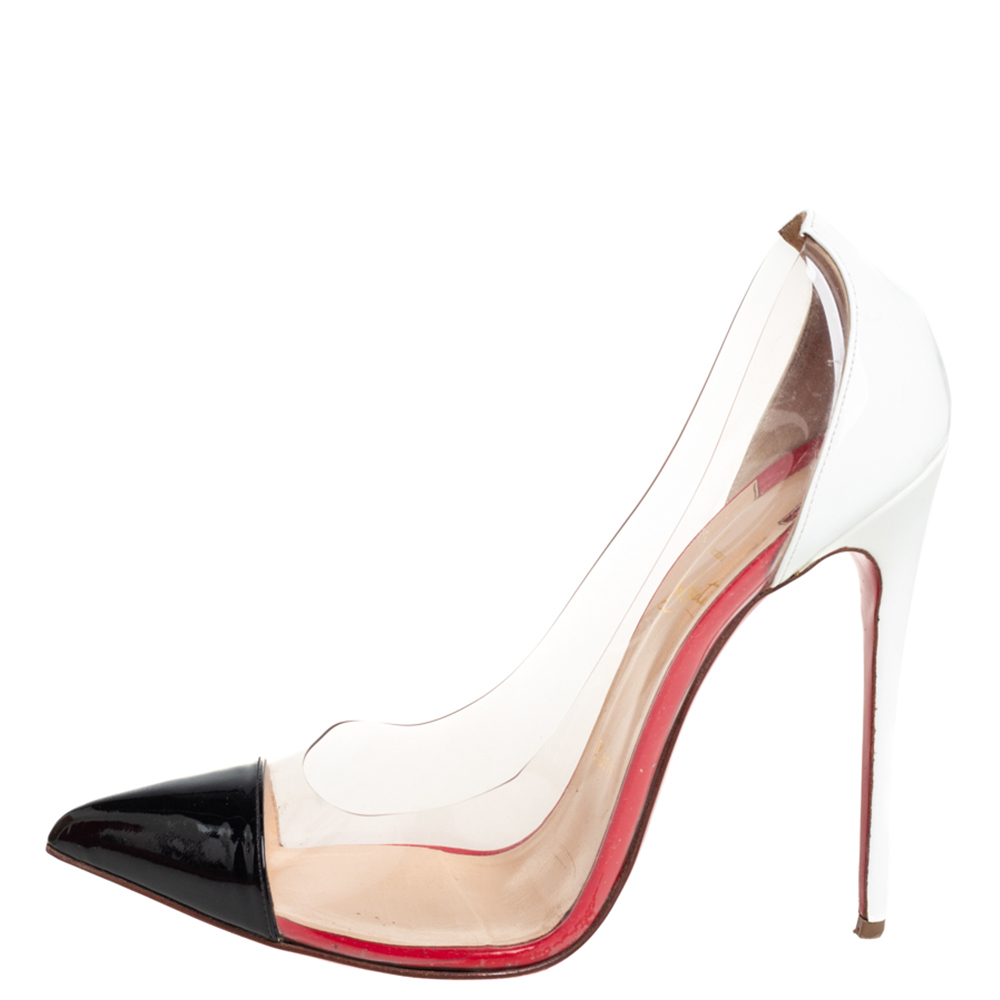 

Christian Louboutin Black/White Leather And PVC Debout Pumps Size