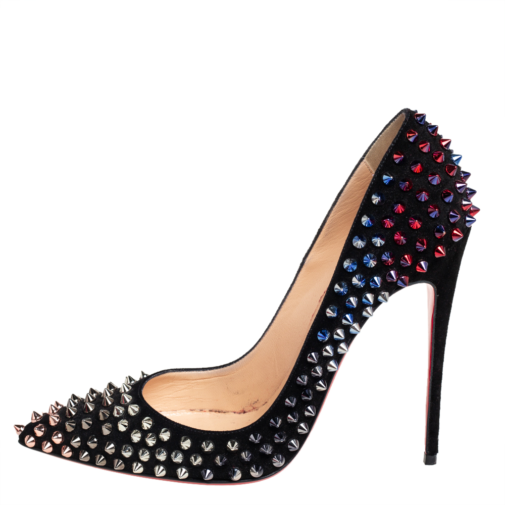 

Christian Louboutin Black Suede Pigalle Follies Spikes Pumps Size