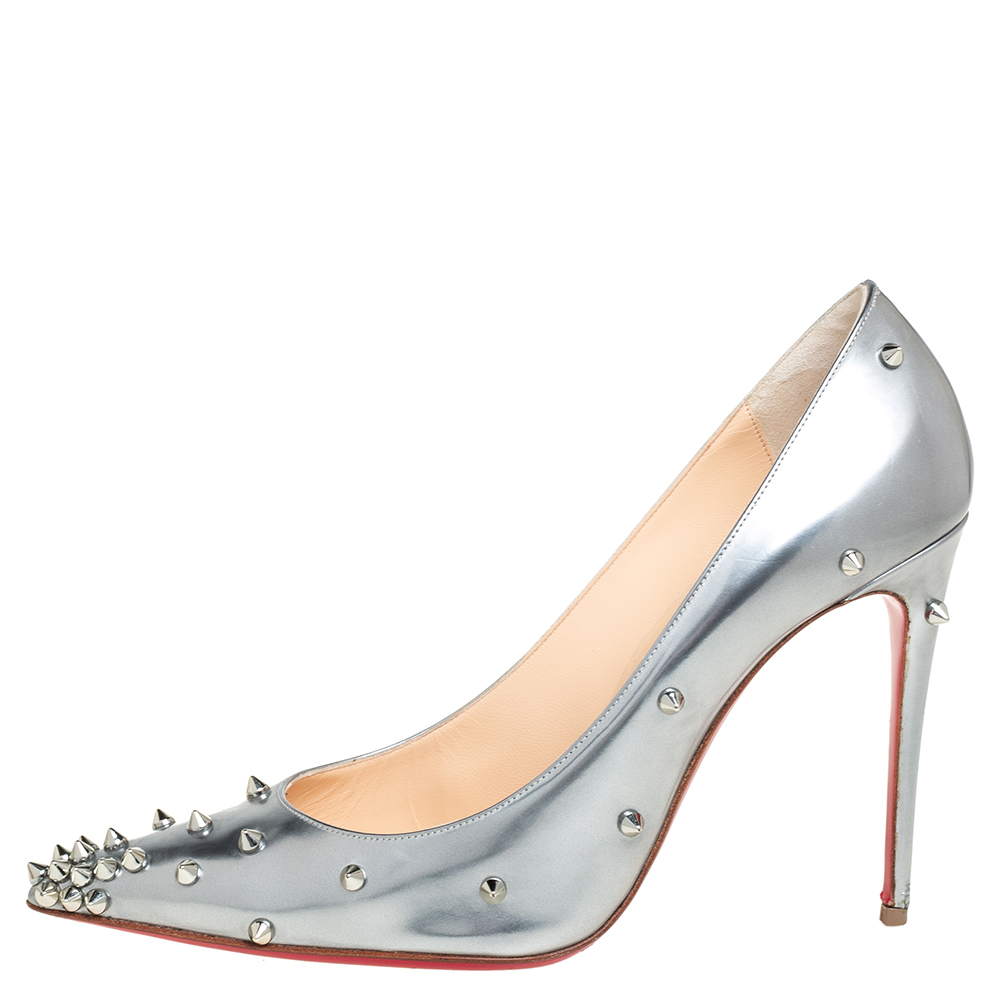 

Christian Louboutin Silver Leather Degraspike Pumps Size