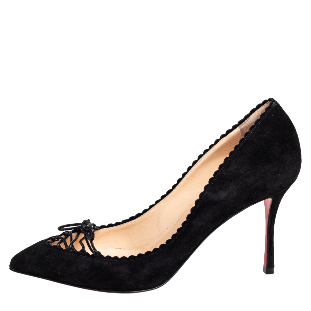 

Christian Louboutin Black Suede Scalo Pumps Size