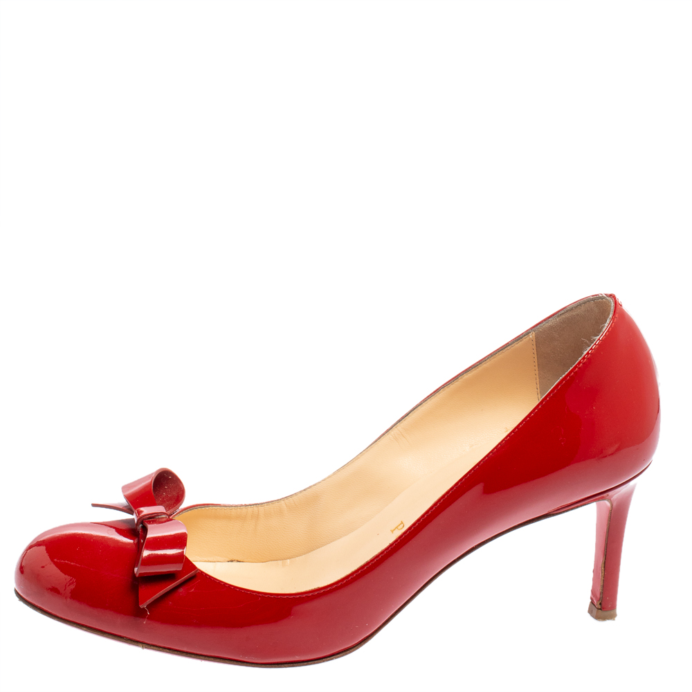 

Christian Louboutin Red Patent Leather Vinodo Bow Pumps Size