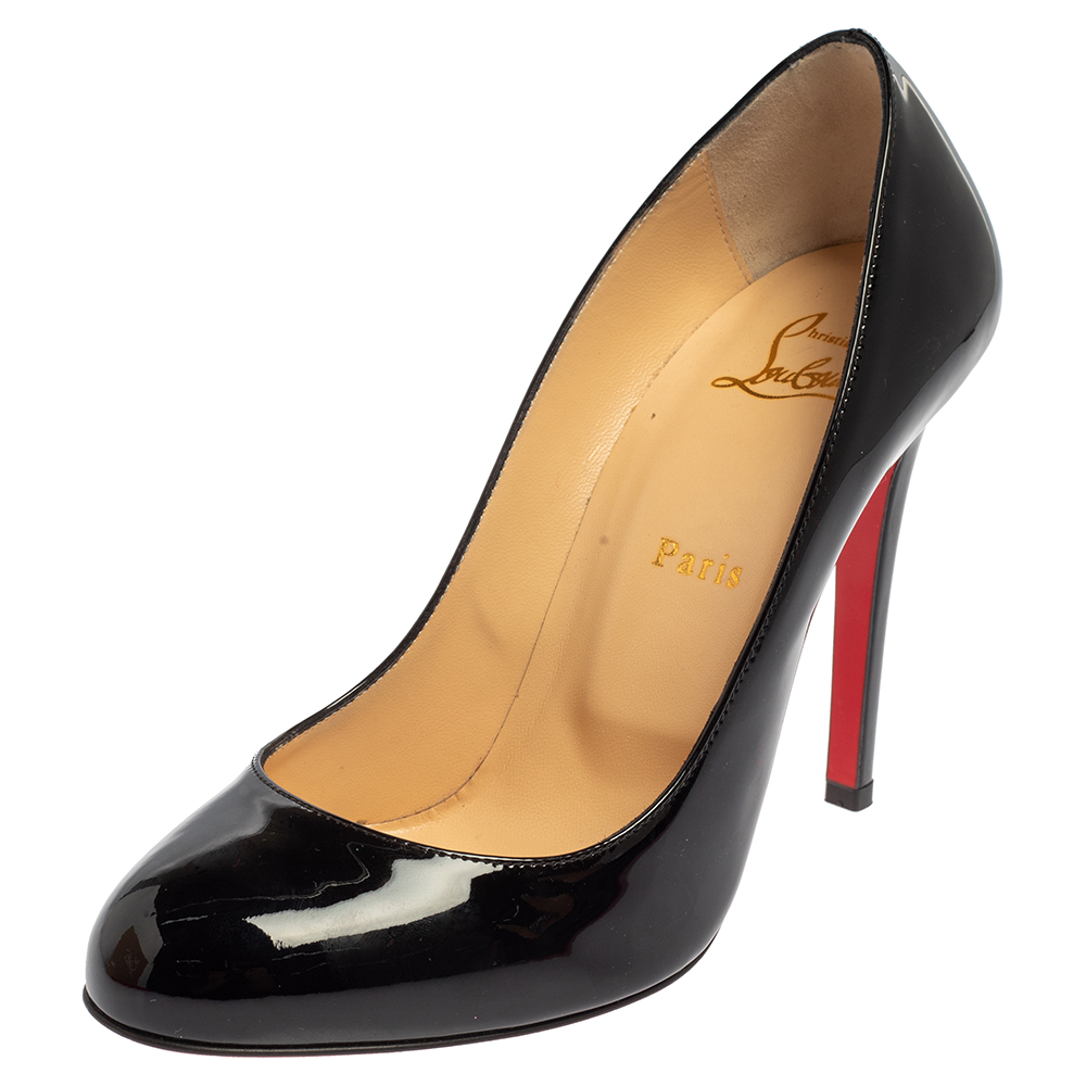 Pre-owned Christian Louboutin Black Patent Leather Fifille Pumps Size 39