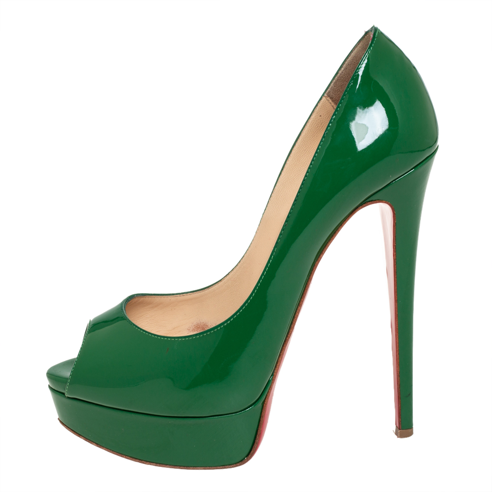 

Christian Louboutin Green Patent Leather Very Prive Pumps Size