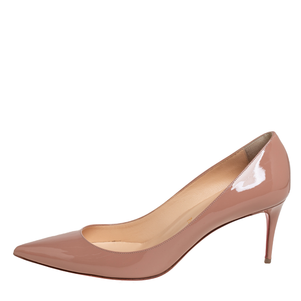 

Christian Louboutin Beige Patent Leather Decollete Pointed Toe Pumps Size