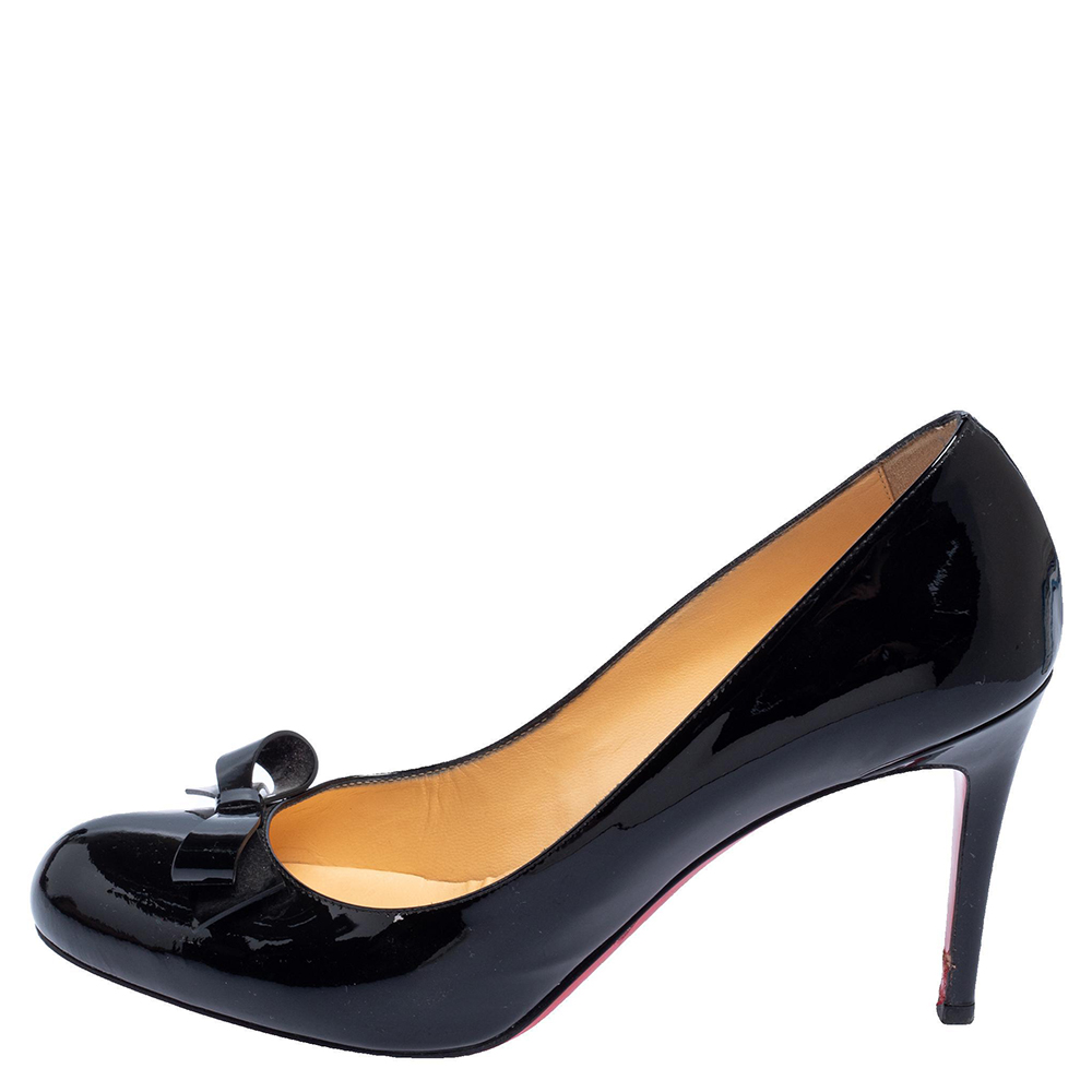 

Christian Louboutin Black Patent Leather Simplenodo Bow Pumps Size