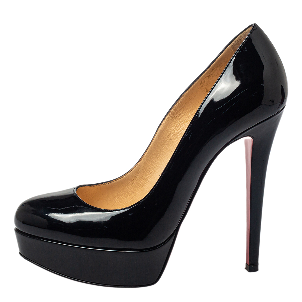 

Christian Louboutin Black Patent Leather Bianca Platform Pumps Size