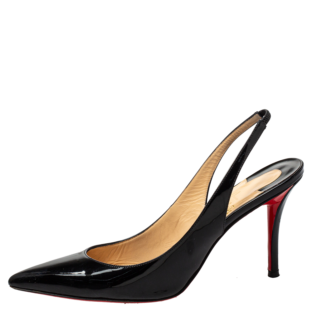 

Christian Louboutin Black Patent Leather Clare Slingback Pumps Size