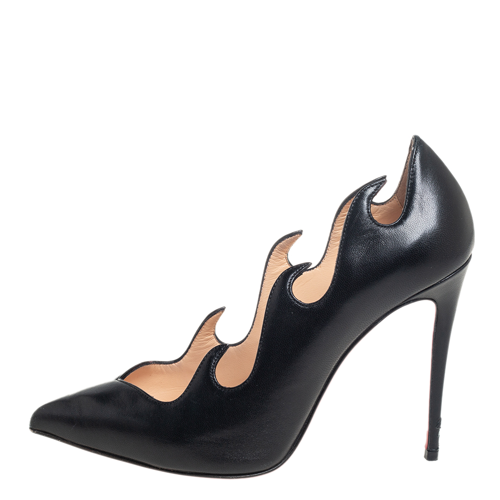 

Christian Louboutin Black Leather Olavague Flame Pumps Size