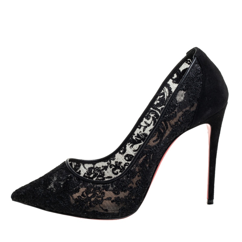 

Christian Louboutin Black Lace And Suede So Kate Pumps Size