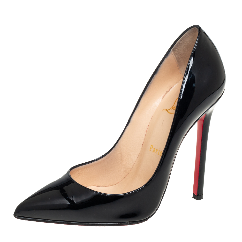 Click to view more detailed imagery on our partner's website Pre-owned Christian Louboutin Black Patent Leather Pigalle Pointed Toe Pumps Size 38