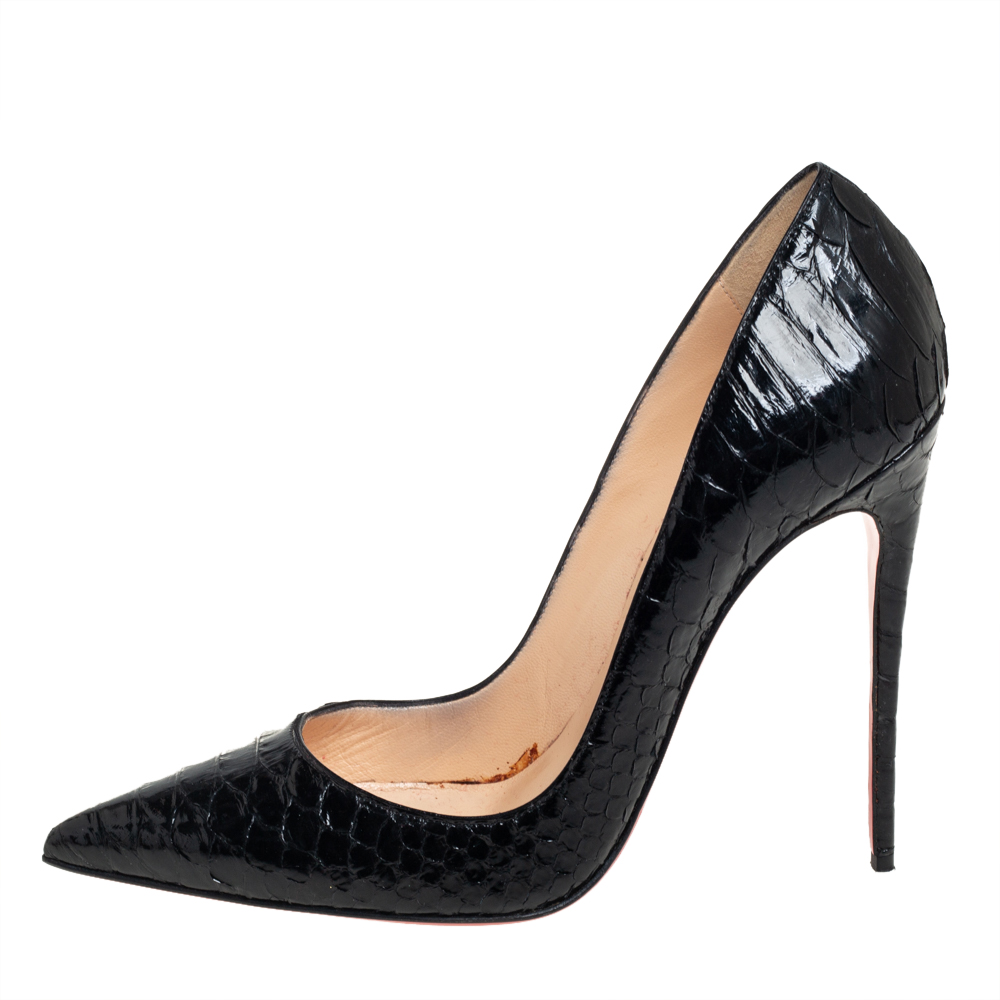 

Christian Louboutin Black Python Leather So Kate Pumps Size