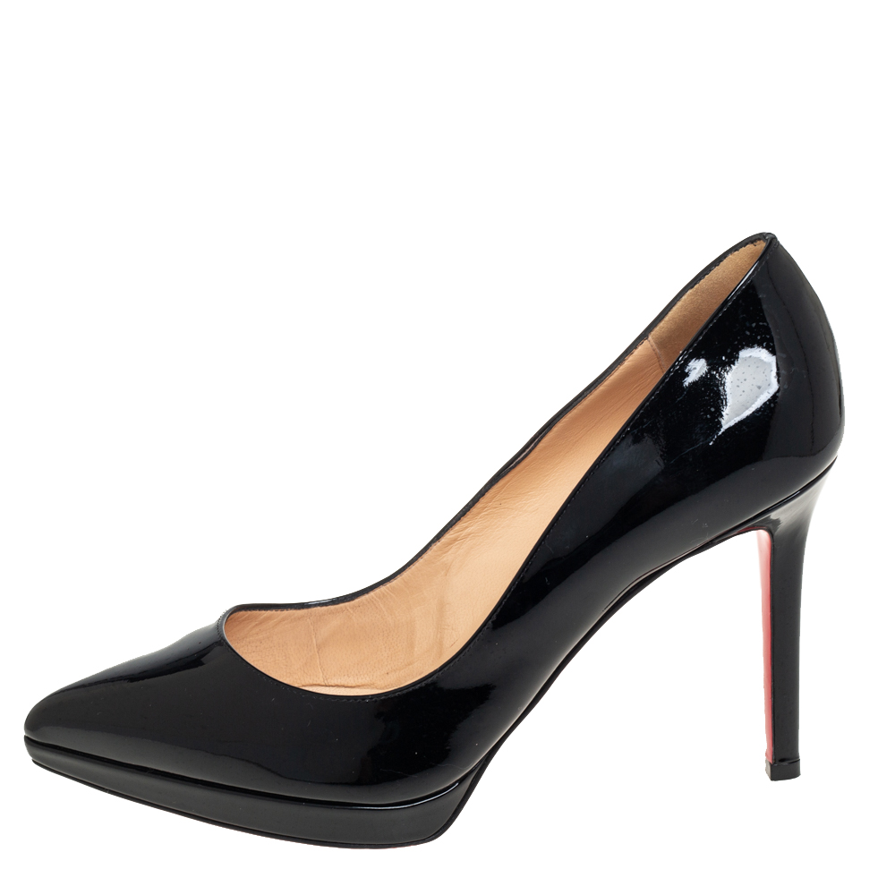 

Christian Louboutin Black Patent Leather Pigalle Plato Pointed Toe Pumps Size