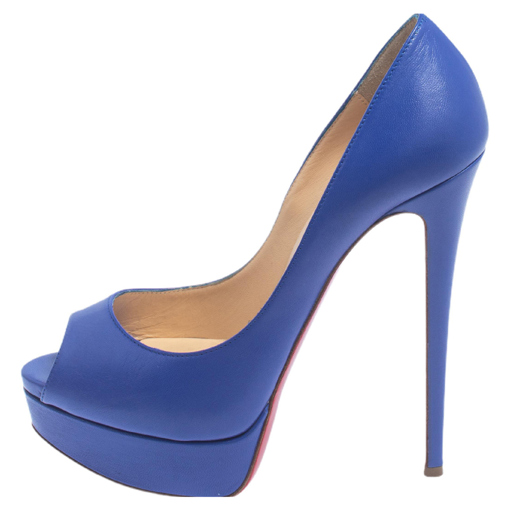 

Christian Louboutin Blue Leather Lady Peep Pumps Size