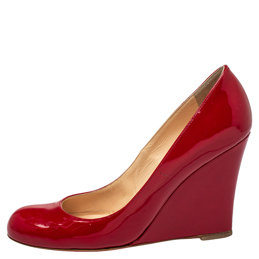 

Christian Louboutin Red Patent Wedge Pumps Size