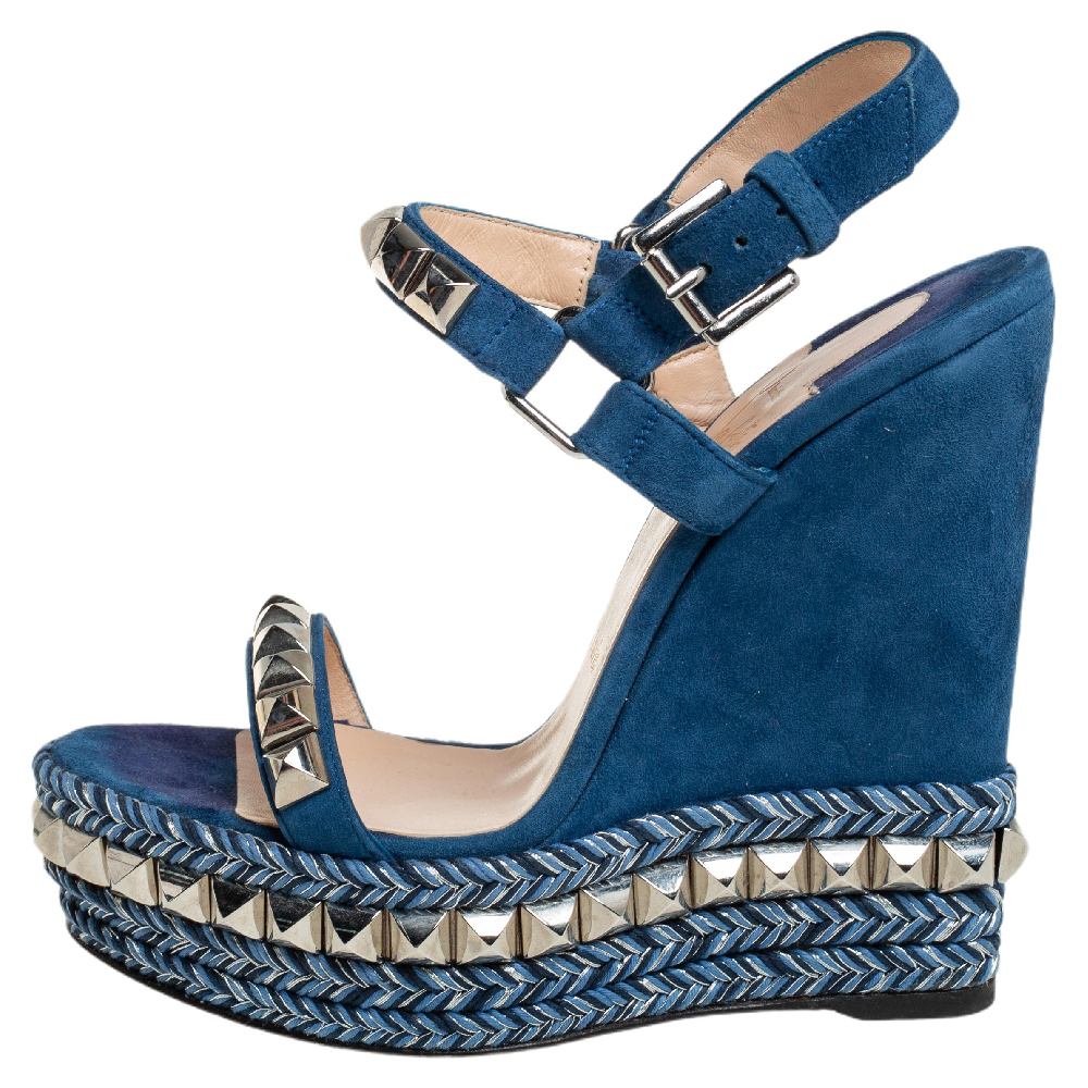 

Christian Louboutin Blue Suede Cataclou Sandals Size