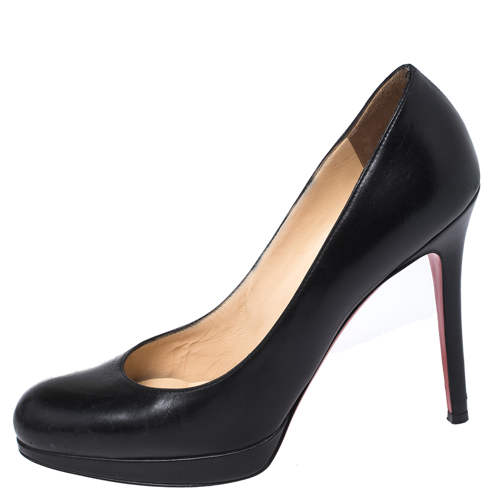 

Christian Louboutin Black Leather New Simple Round Toe Pumps Size