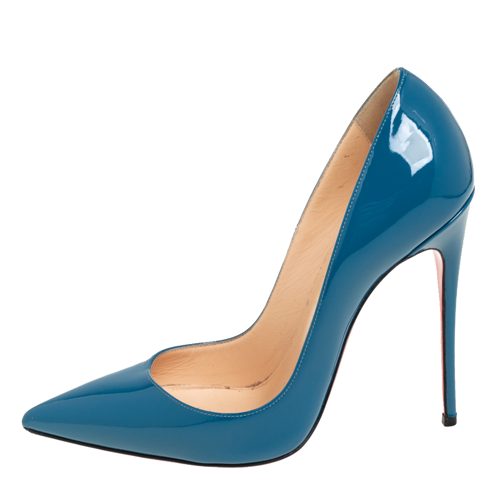 

Christian Louboutin Blue Patent Leather So Kate Pumps Size