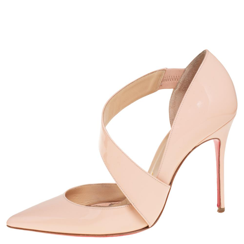 

Christian Louboutin Light Pink Patent Leather Ograde Pointed Toe Pumps Size
