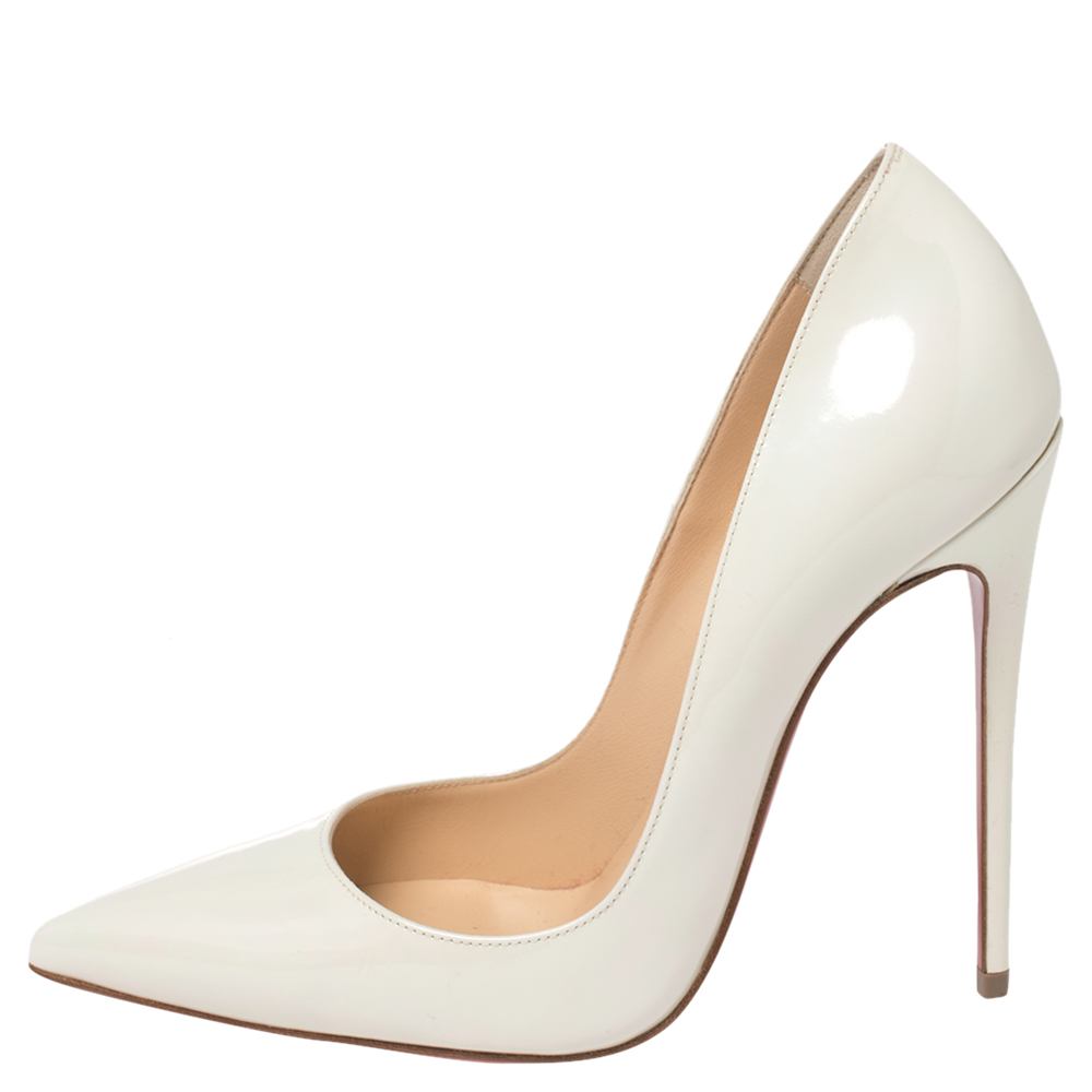 

Christian Louboutin White Patent Leather So Kate Pumps Size