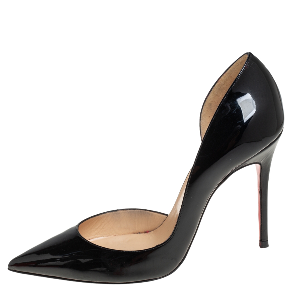 

Christian Louboutin Black Patent Leather Iriza D'orsay Pointed Toe Pumps Size