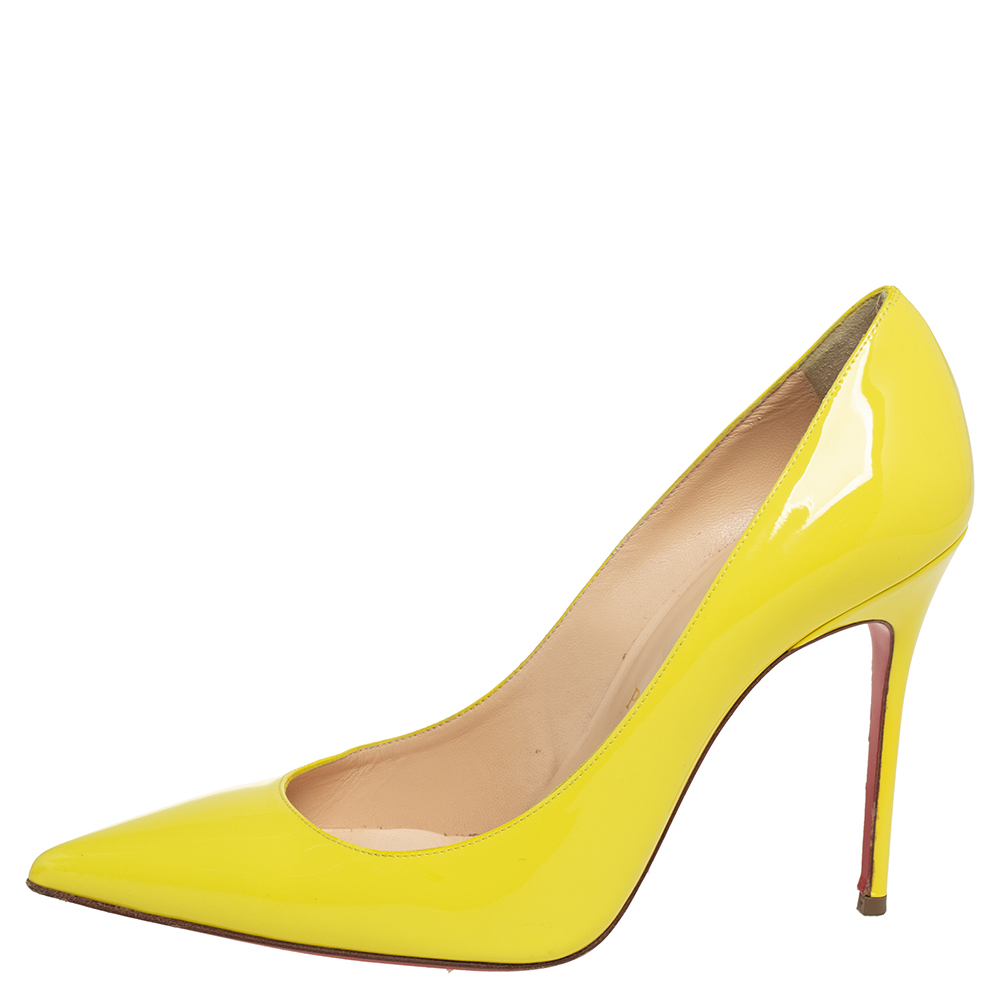 

Christian Louboutin Yellow Patent Leather So Kate Pumps Size