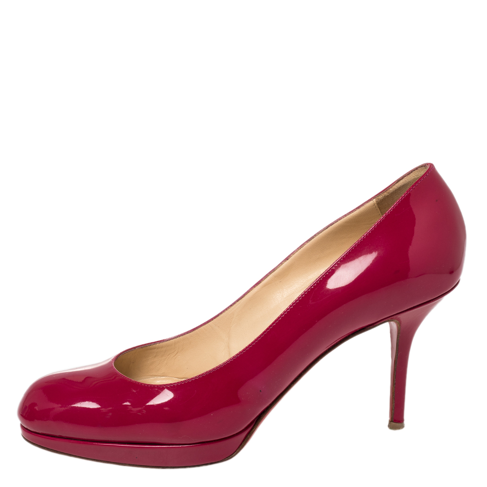 

Christian Louboutin Pink Patent Leather New Simple Platform Pumps Size