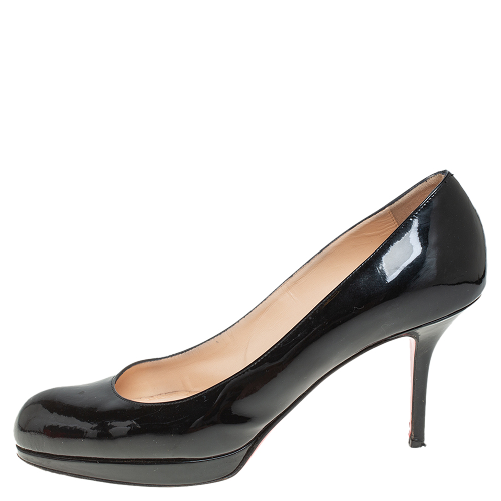 

Christian Louboutin Black Patent Leather New Simple Platform Pumps Size