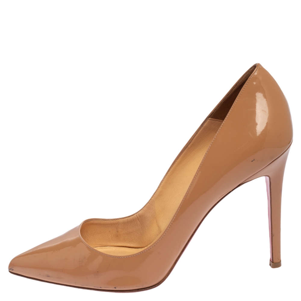 

Christian Louboutin Beige Patent Leather Pigalle Pointed Toe Pumps Size