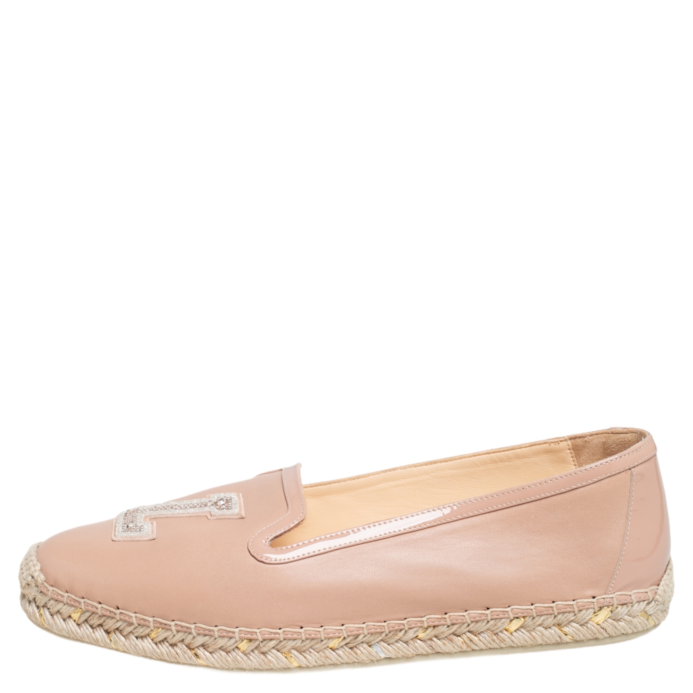 

Christian Louboutin Beige Leather Espadrille Flats Size