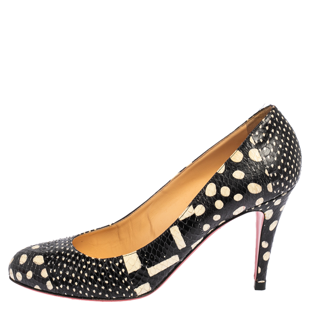 

Christian Louboutin Black/White Python Leather Simple Pumps Size