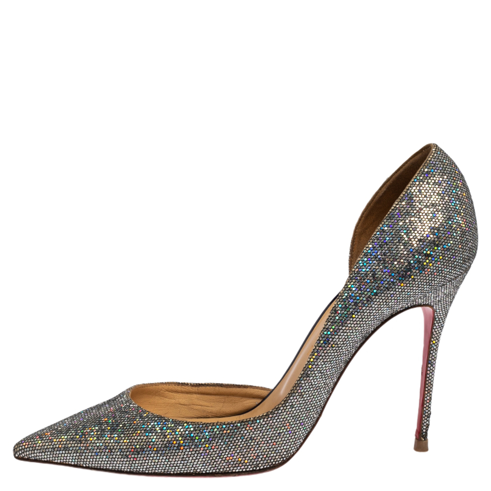 

Christian Louboutin Multicolor Glitter Iriza D'orsay Pointed Toe Pumps Size