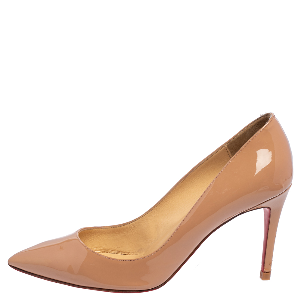 

Christian Louboutin Beige Nude Patent Leather So Kate 85 Pumps Size