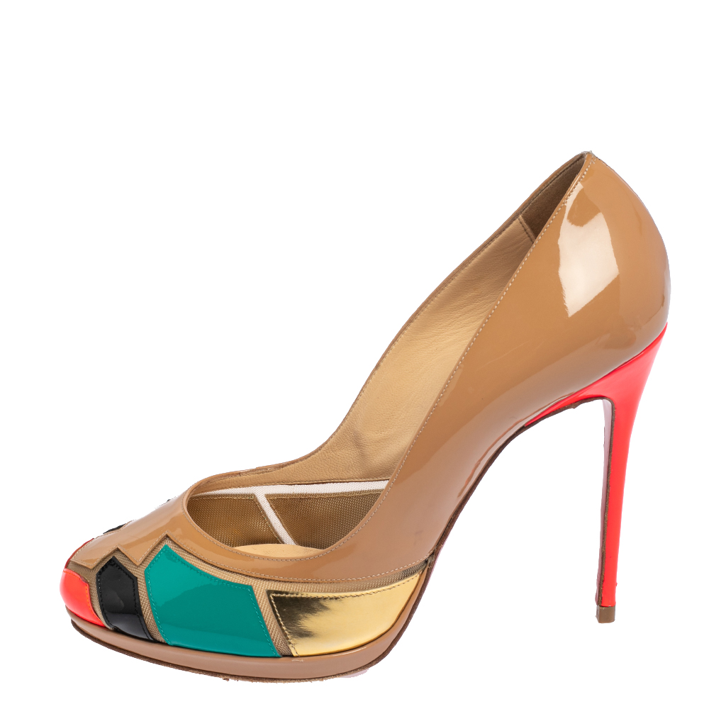 

Christian Louboutin Multicolor Patchwork Patent Leather Astrogirl Pumps Size