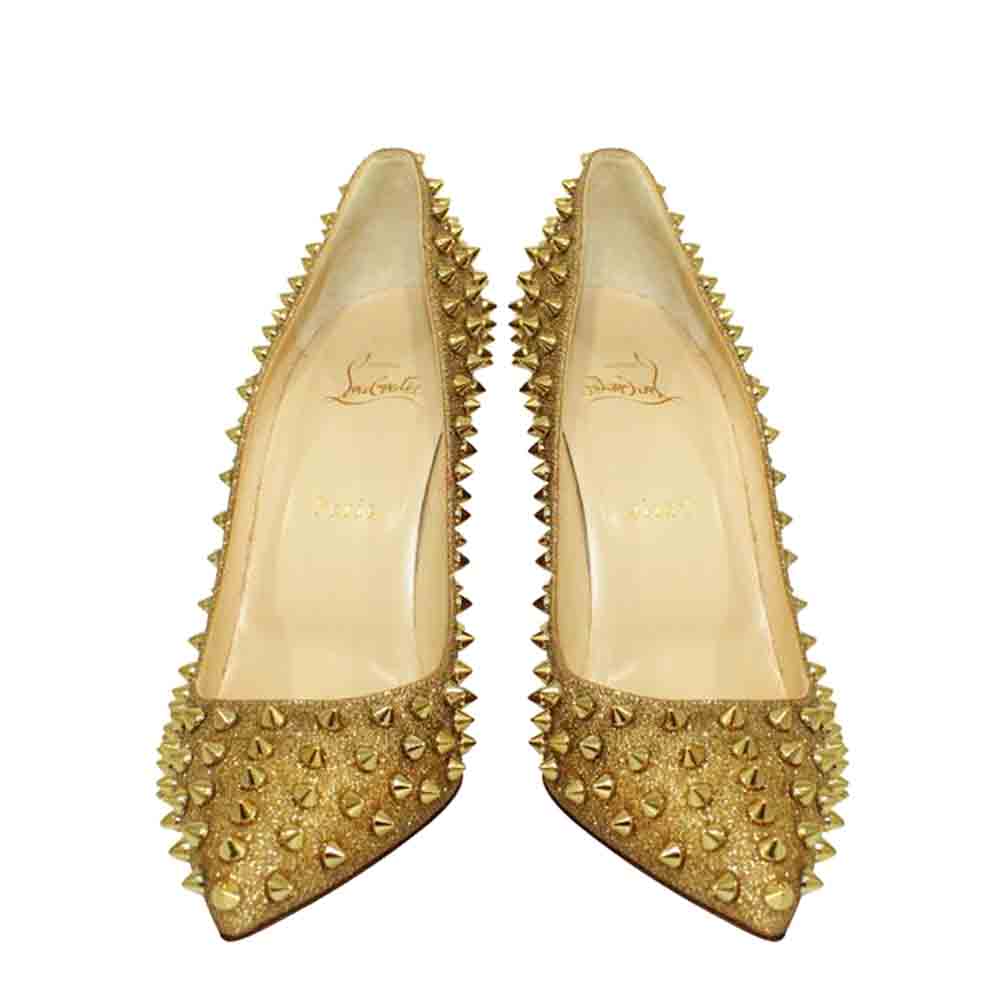 

Christian Louboutin Gold Leather Golden Spiked Heels Size EU