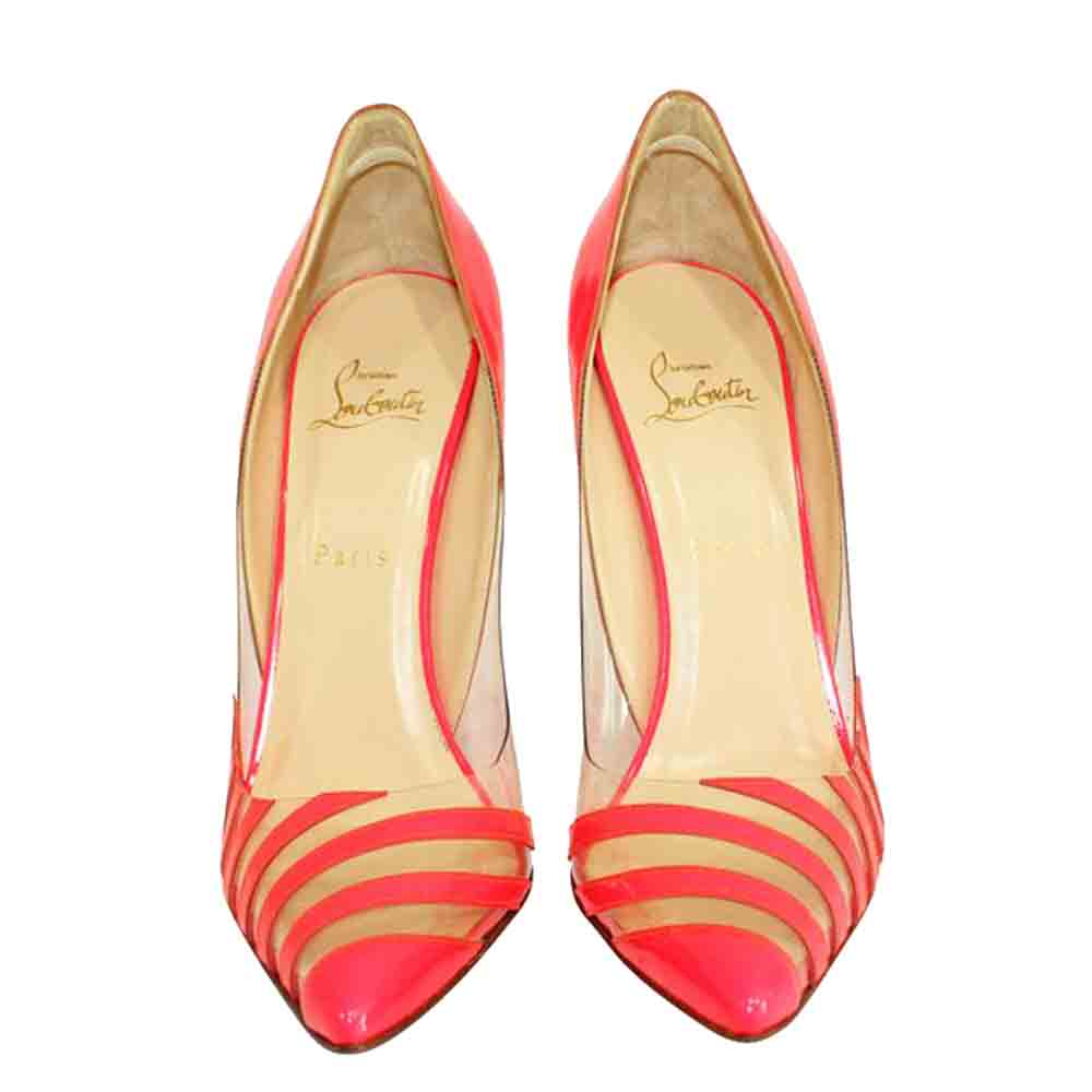 

Christian Louboutin Neon Pink Leather Pivichic 100 PVC Pumps Size EU