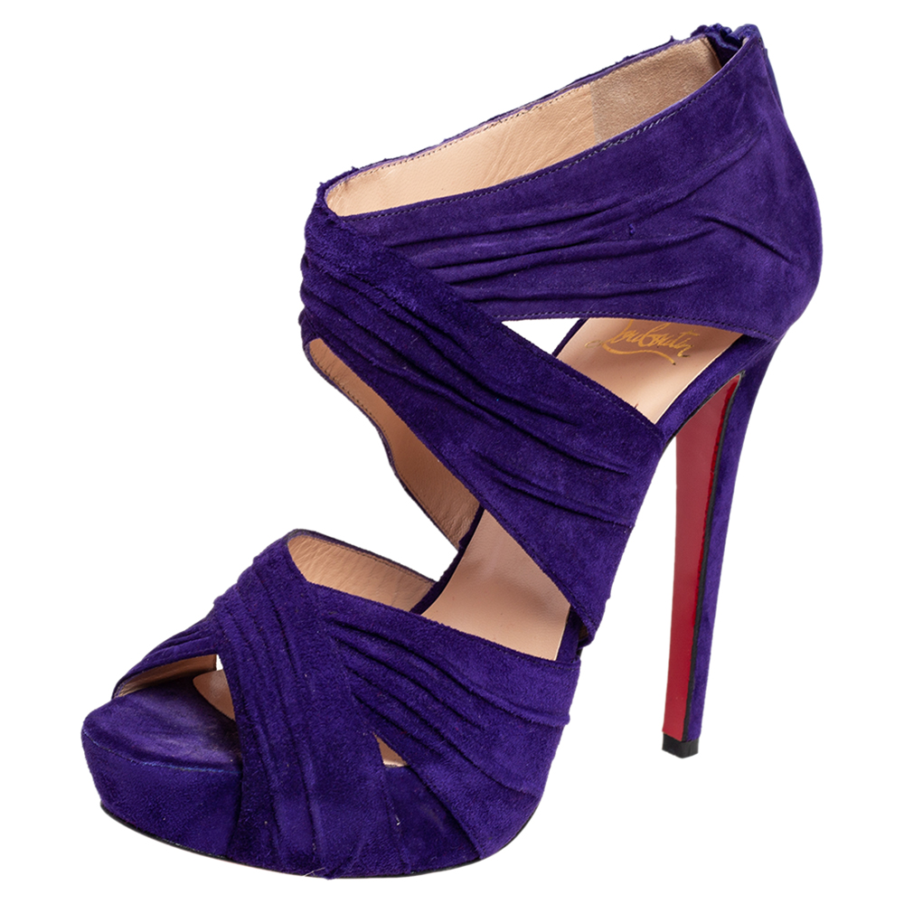 Pre-owned Christian Louboutin Purple Bandra Platform Sandals Size 38.5 |