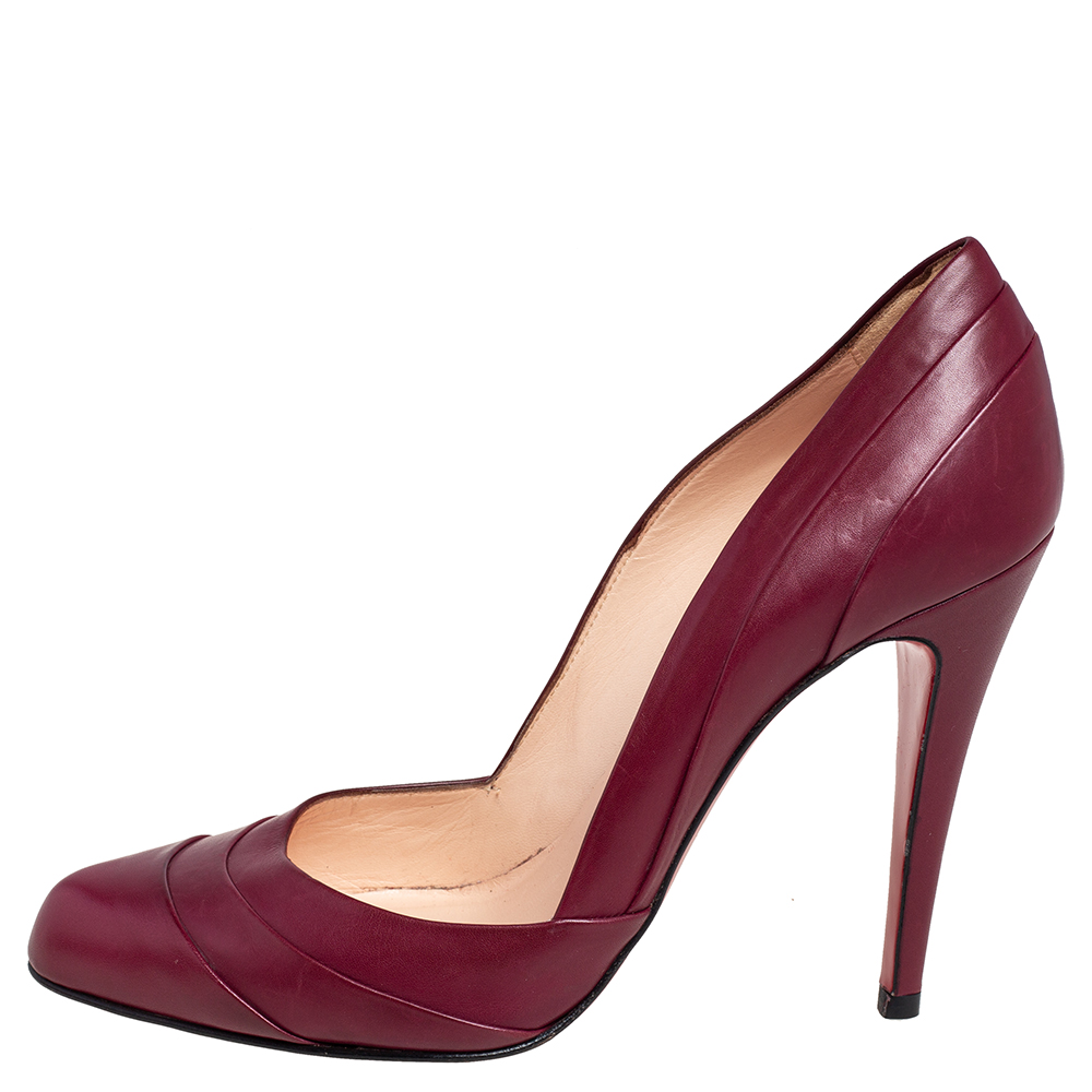 

Christian Louboutin Burgundy Leather Insectika Pumps Size