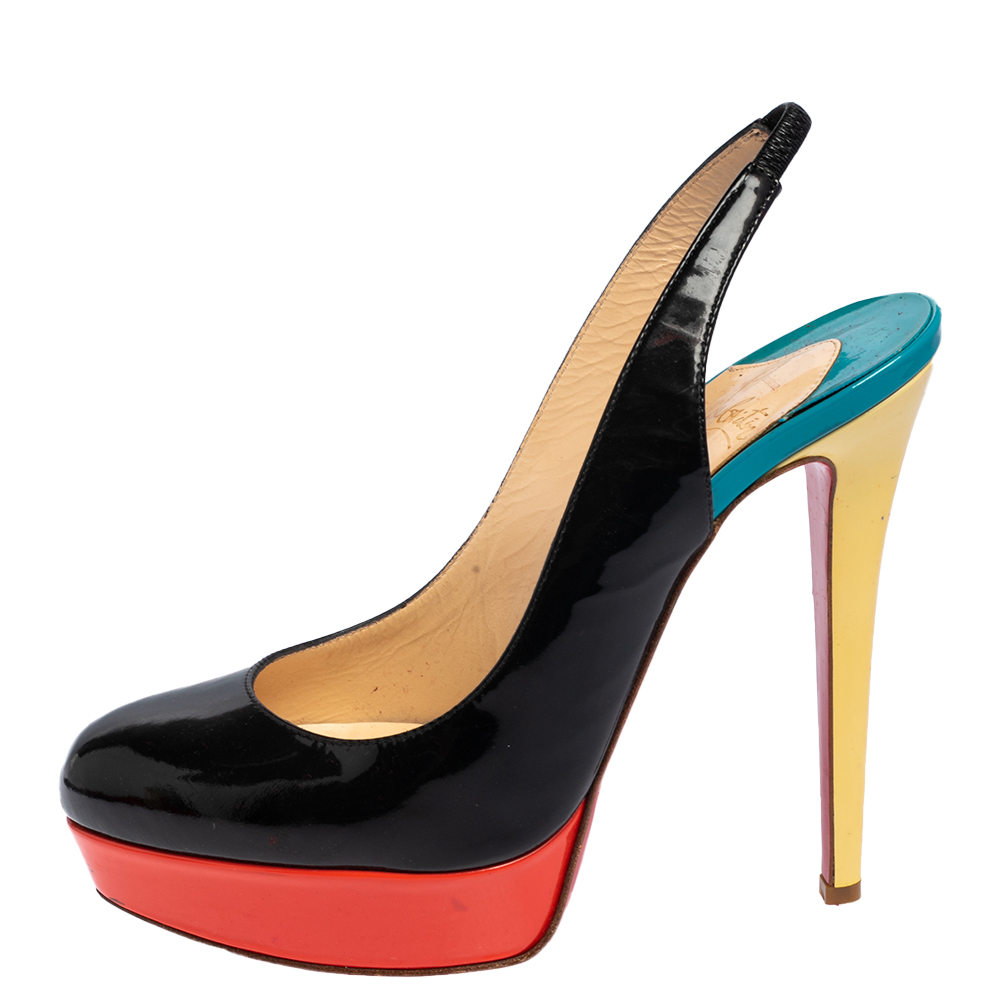

Christian Louboutin Muticolor Patent Leather Platform Slingback Pumps Size, Multicolor