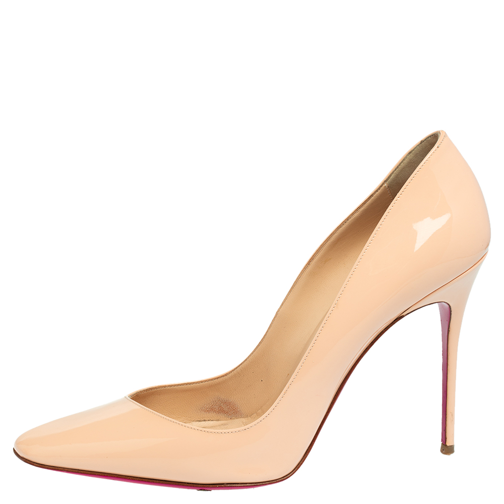 

Christian Louboutin Beige Patent Leather Corneille Pumps Size