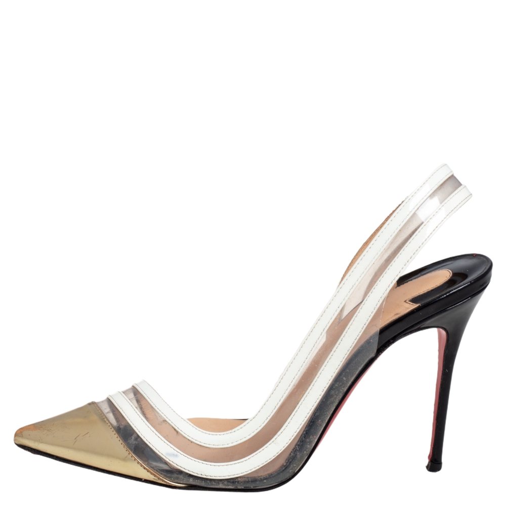 

Christian Louboutin Tricolor Leather, Patent And PVC Paralili D'orsay Pumps Size, Multicolor